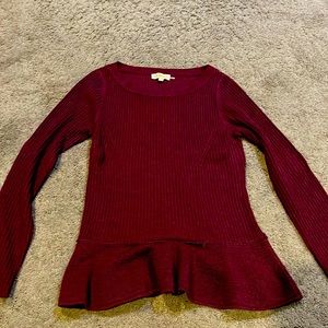 Tory Burch purple sweater with ruffle